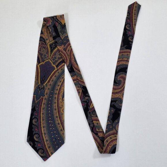 Avanzata Silk Tie Multicolor Paisley Boho Handcrafted Canada W 4 L 58.25 inches - Picture 9 of 16